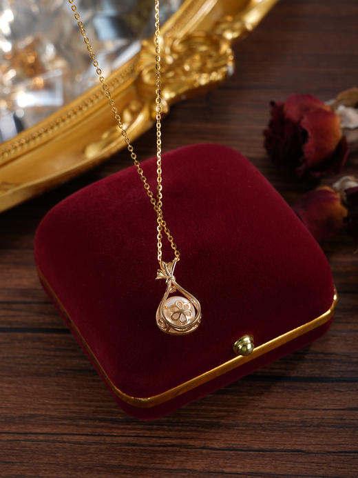 子佩集【聚宝福袋】银S925珍珠惜王妃套链【P1889】8.8mm珠镀金福袋水滴2601 商品图4