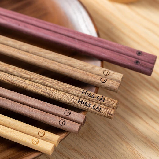 菜菜定制三餐五福筷|5种硬木一体成型不易变形开裂！寓意五福临门 商品图1