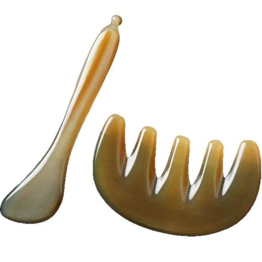 白牦牛角梳子五齿经络梳刮痧板面部美容眼部拔筋棒 商品图4