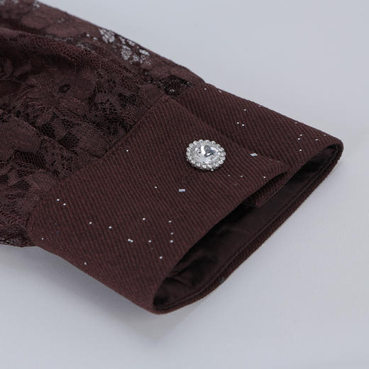 RE813斯尔丽26新款法式复古蕾丝拼接修身装饰性领子高级小礼服连衣裙 商品图6