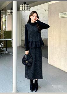 54A008时尚气质款假两件套裙 商品图0