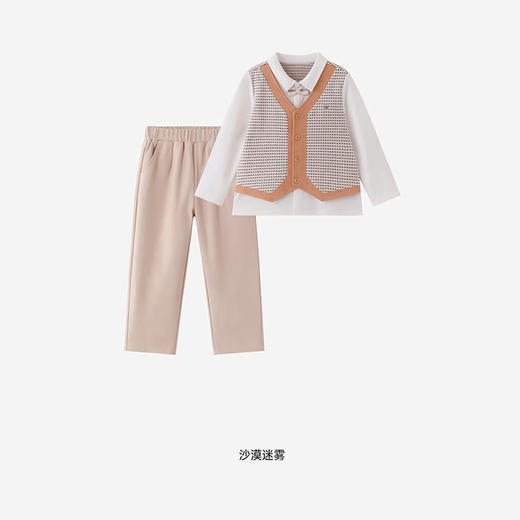 英氏童装儿童套装男童春秋假两件英伦格纹装小少爷装YRABJ1S013A 商品图4