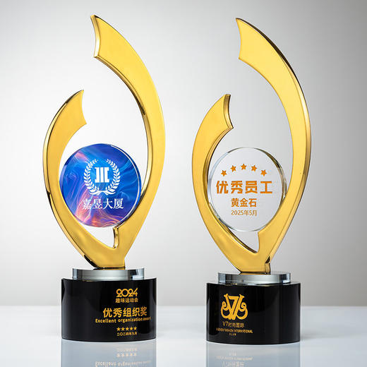 金属水晶奖杯彩印五角星高档优秀员工销售冠军年会颁奖牌 商品图6