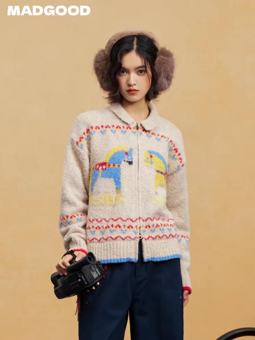 马得工地/MDGDMY111119/圈圈纱青果领马年毛衣开衫 商品图1