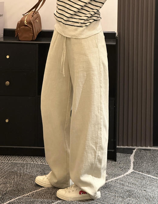 苎麻加绒裤直筒裤子011501 商品图0