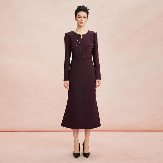 RE811斯尔丽2026春季新款修身显瘦宴会约会着装奢华低调礼服连衣裙 商品图3