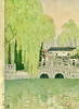 独角鹿西洋古董1926年日本大正时代著名新版画大师吉田博作品《柳与石桥》 商品缩略图3