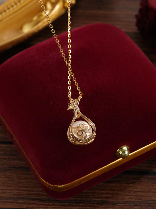 子佩集【聚宝福袋】银S925珍珠惜王妃套链【P1889】8.8mm珠镀金福袋水滴2601 商品图5