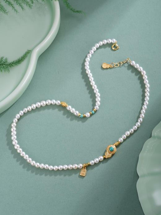 子佩集【福禄灵韵】银S925珍珠惜王妃手链【QNS0002】3mm珠镀金绿松石葫芦2601 商品图9