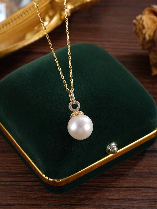 子佩集【锦瑟华年】银S925珍珠惜王妃套链【P3080】11.5mm珠镀金吊球扣环双环2601 商品图7