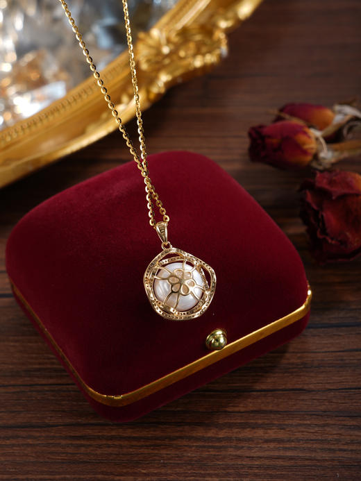 子佩集【玫瑰天后】银S925珍珠惜王妃套链【P2343B】11.5mm珠镀金花绕2601 商品图4