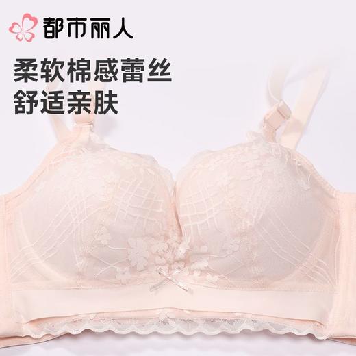 都市丽人内衣B杯中厚文胸蕾丝内衣3/4杯内衣三排四扣无钢圈LBC1C6 商品图5