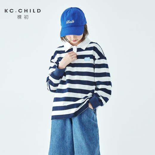 棵初2026年春季新款亲子中大女童黑白格纹长袖T恤polo领纯棉上衣 商品图0