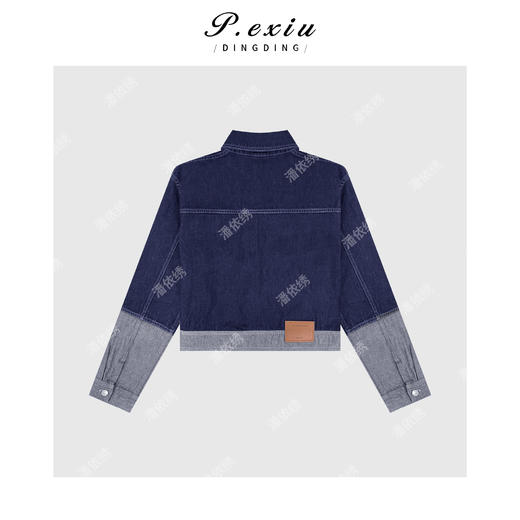 04-6潘依绣丁丁宠粉韩系重工撞色拼接翻领长袖牛仔外套Q46894 商品图1