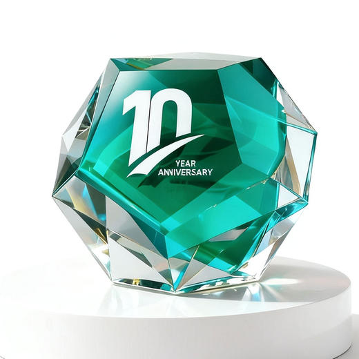 水晶炫彩奖杯磐石几何立体撞色造型年会优秀员工企业颁奖典礼奖牌 商品图0