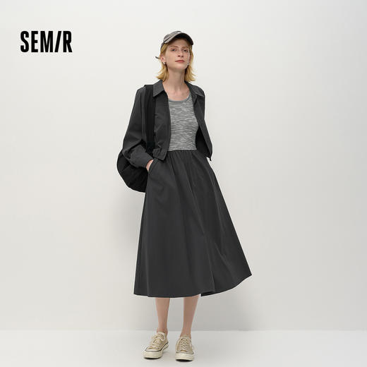 商场同款|森马连衣裙女春季拼接背心裙短外套2026新款休闲两件套 商品图1