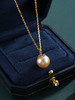 子佩集【缱绻韶光】G18K珍珠惜王妃吊坠【P200729-1】11mm珠海水珠金色花托花片镀金（不含链）2601 商品缩略图3