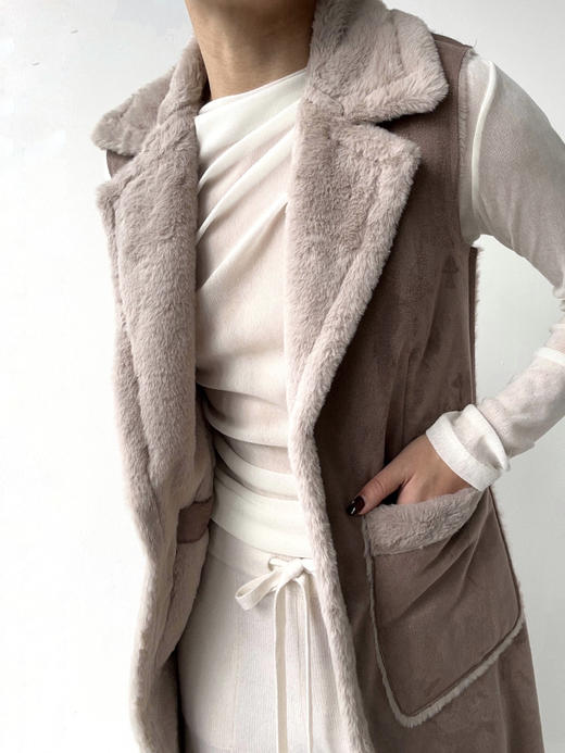 CG｜Selma full length reversible vegan suede VEST [长款 翻领麂皮两面穿马甲 ] 商品图2