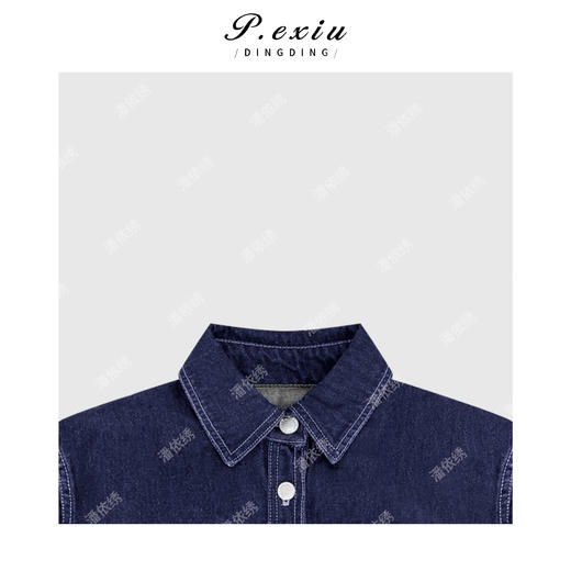 04-6潘依绣丁丁宠粉韩系重工撞色拼接翻领长袖牛仔外套Q46894 商品图2