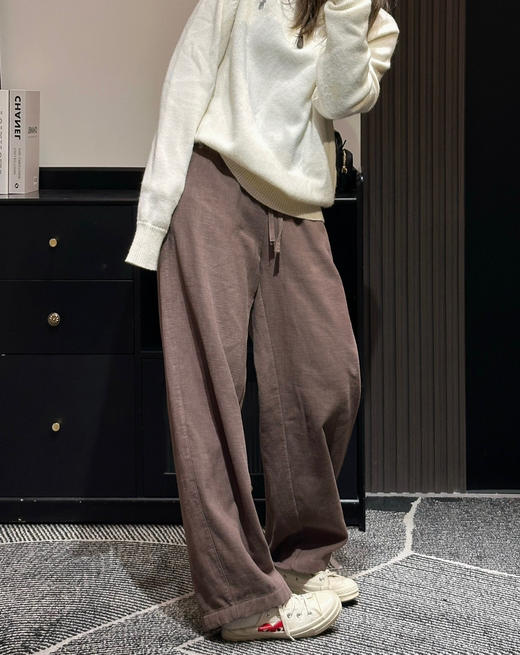 苎麻加绒裤直筒裤子011501 商品图1