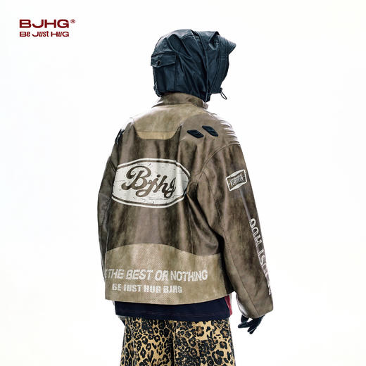 BJHG不计后果美式夹克外套男款春季2026新款潮牌复古皮衣机车服女 商品图2