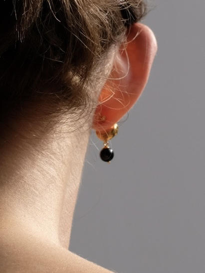 ABOAB｜ONYX FOLDING Earrings [黑玛瑙 耳环 金 / 银 ]【SCULPTING】 商品图1