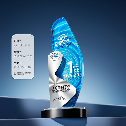 高档水晶奖杯金属CD纹创意企业年会优秀员工银行保险嘉奖纪念奖杯 商品图3