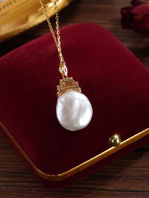 子佩集【瑰丽幻域】银S925珍珠惜王妃套链【YP0114】14.5mm珠双色城堡巴洛克2601 商品图4