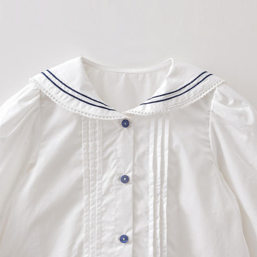 马克珍妮元气海军风女童纯棉衬衫2026年春装新款560127 商品图4