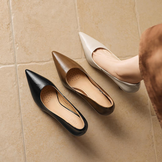 【马皮垫】阿么手工女鞋极简风细跟高跟鞋2026新款真皮浅口单鞋8CM 商品图4