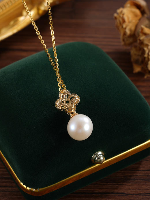 子佩集【四叶情深】银S925珍珠惜王妃套链【P2905】10.7mm珠镀金绿点四叶草2601 商品图5