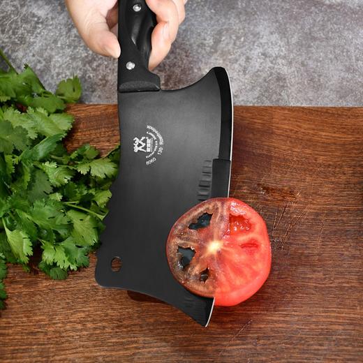 【翰乐RSR 冰点斩切黑刀】砍切两用 双刃设计 能砍骨能切菜 锋利不滑刀 3Cr13不锈钢材质 韧性好不卷刃 BO黑色氧化处理 防锈隔绝污渍 商品图3