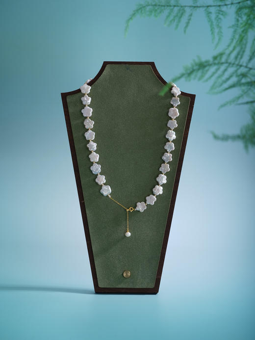 子佩集【花海相遇】银S925珍珠惜王妃项链【ZZXL009】11.5mm扁珠镀金巴洛克五瓣花2601 商品图4