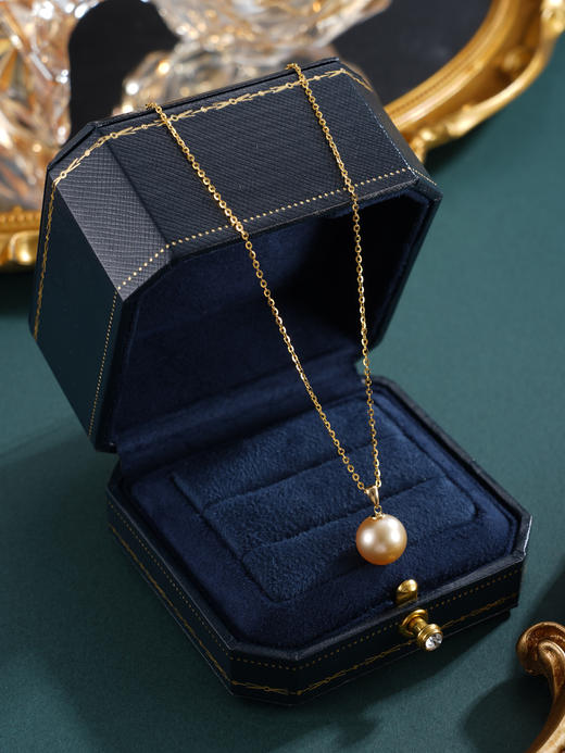 子佩集【璨若骄阳】G18K珍珠惜王妃吊坠【JQH003】10mm珠海水珠金色吊球镀金（不含链）2601 商品图2