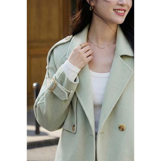 小个子短款羊毛呢外套 米思阳2026春季高端羊毛双面呢厚实保暖 通勤设计感大衣女1381 商品图3