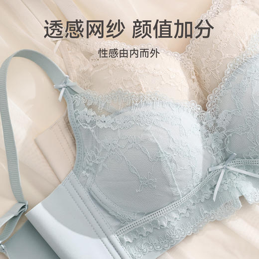 芬腾女士内衣无钢圈性感蕾丝文胸小胸聚拢上托防下垂舒适透气胸罩 商品图3