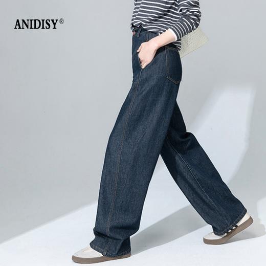 2026春装慵懒风高腰拉链垂感宽松牛仔镰刀裤 商品图3