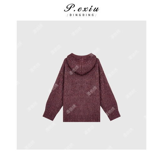 A008潘依绣丁丁宠粉 PanYiXiu/潘依绣丁丁宠粉羊-毛韩版慵懒休闲宽松连帽针织毛衣 L2523 商品图1
