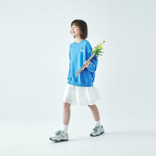 棵初2026年春季新款亲子中大女童纯棉亲肤休闲半裙纯净白色系裙子 商品图2