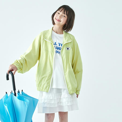 棵初2026年春季新款亲子中大女童防泼水休闲外套撞色印花宽松上衣 商品图2