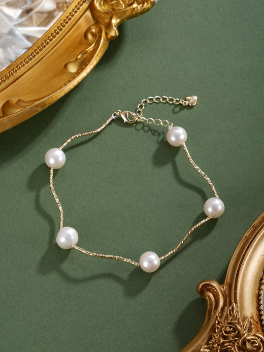 子佩集【温澜浮光】珍珠惜王妃手链【ZSL136】9mm珠镀金S弯曲管2601 商品图5