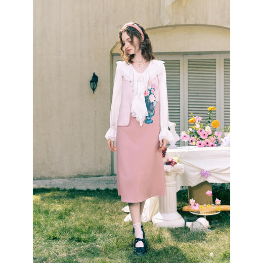 两三事 风荷水露 2026春季新款甜美拼色印花无袖背心裙连衣裙 商品图1