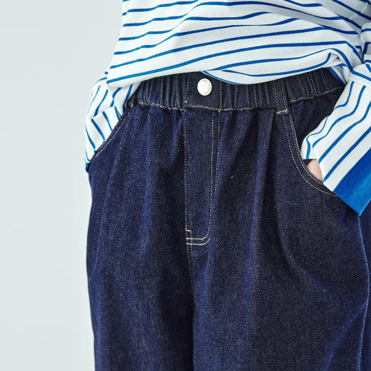 预售3.23发 棵初2026年春季新款亲子中大女童不落色简约牛仔裤经典宽松休闲裤 商品图4