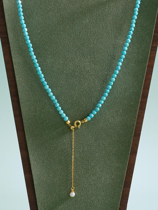 子佩集【福华如海】银S925珍珠惜王妃项链【ZZXL002】3mm蓝珠9mm大珠绿松石2601 商品图6