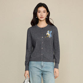 「高货rp」全新升级【铂金会员284/天猫379/差价95】(14749)洛诗琳新款飞马提花羊毛开衫2026新款气质圆领针织外套女