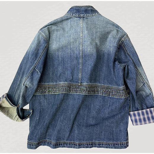 清醒独白Oversized蓝色牛仔外 经典巴恩风 小立领设计 复古洗水百搭 商品图6
