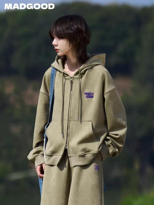 马得工地/MDGDTZ241512/麂皮连帽开衫卫衣 商品图1