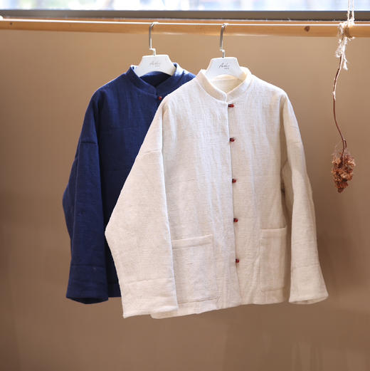 花与棉花  棉麻手工压格玛瑙扣棉服 商品图0