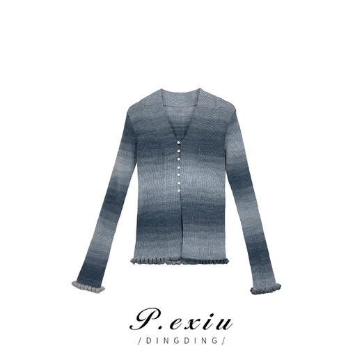 04-2潘依绣丁丁宠粉撞色条纹套装V领针织半身裙  Z15019 商品图1