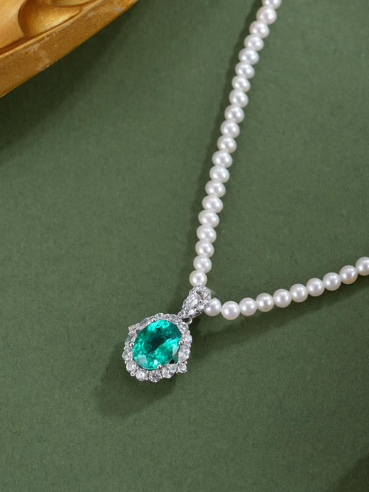 子佩集【青森之梦】银S925珍珠惜王妃项链【ZZXL029】2.8mm珠绿椭圆2601 商品图3